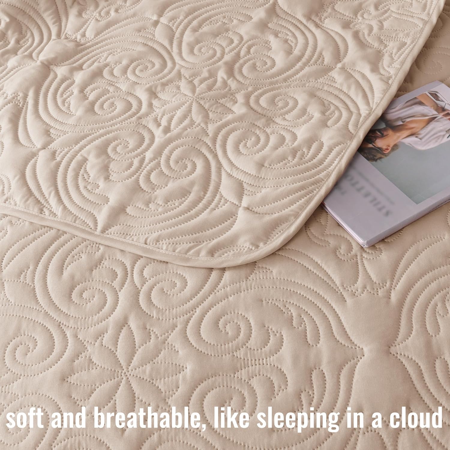 Juego de edredón reversible estilo damasco vintage: juego de edredón de 3 piezas para todas las estaciones