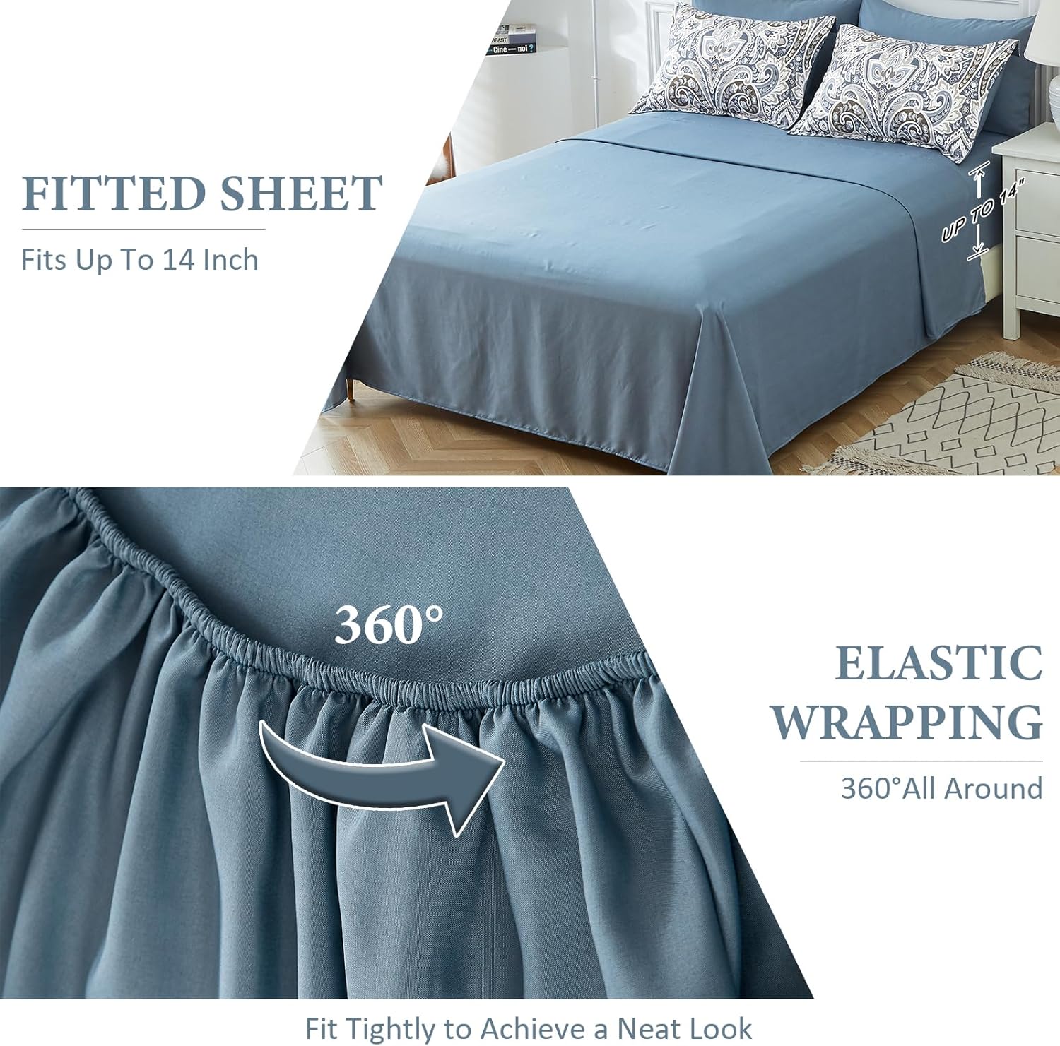 Paisley Pattern Bed in a Bag Set - 7 Pcs Blue Boho Comforter Set