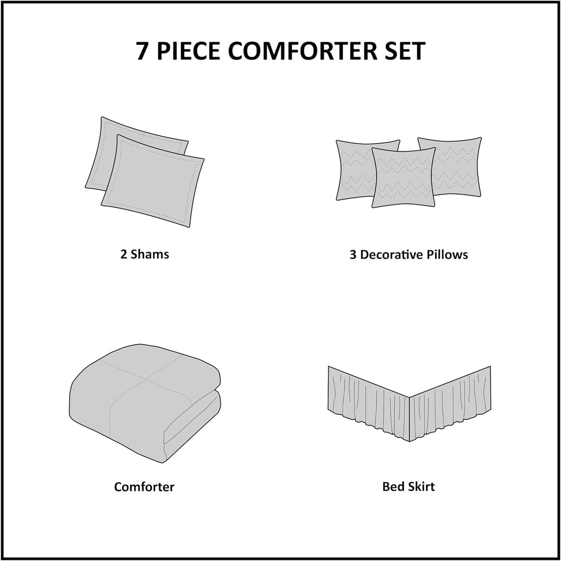 Luxe Jacquard with Damask Design Bed in a Bag Set - 7 Pcs. with Matching Shams, Bed Skirt