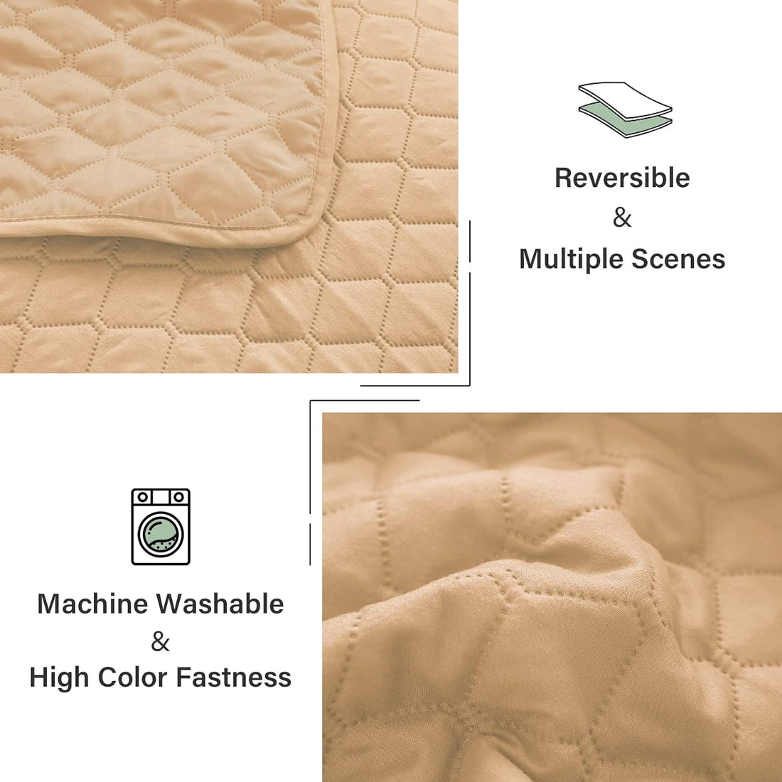 Reversible Ultrasonic All Season Quilt Set - 3 Pcs Lightweight Coverlet Set