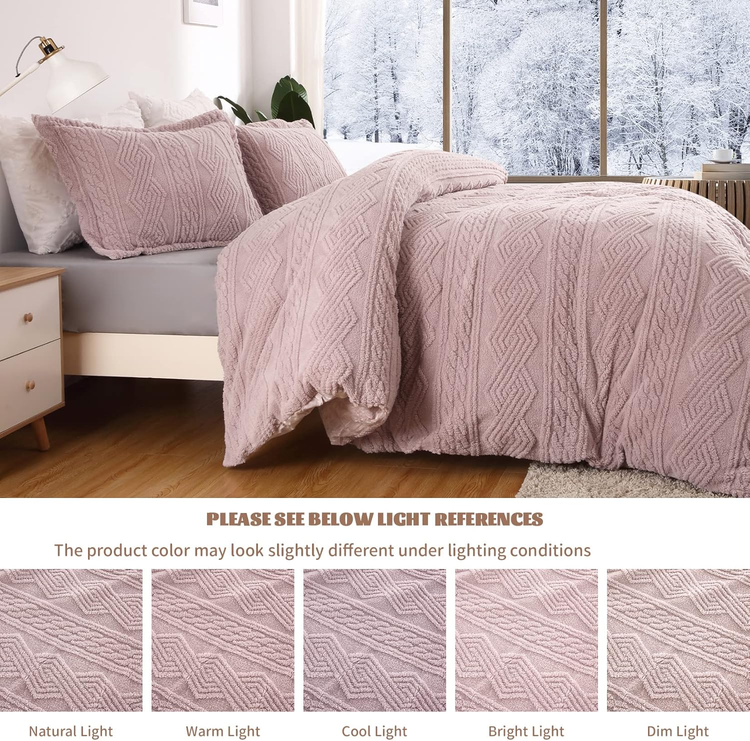 Fluffy Tufted Faux Fur Duvet Cover Set - 3 Pcs. Shaggy Fuzzy Sherpa