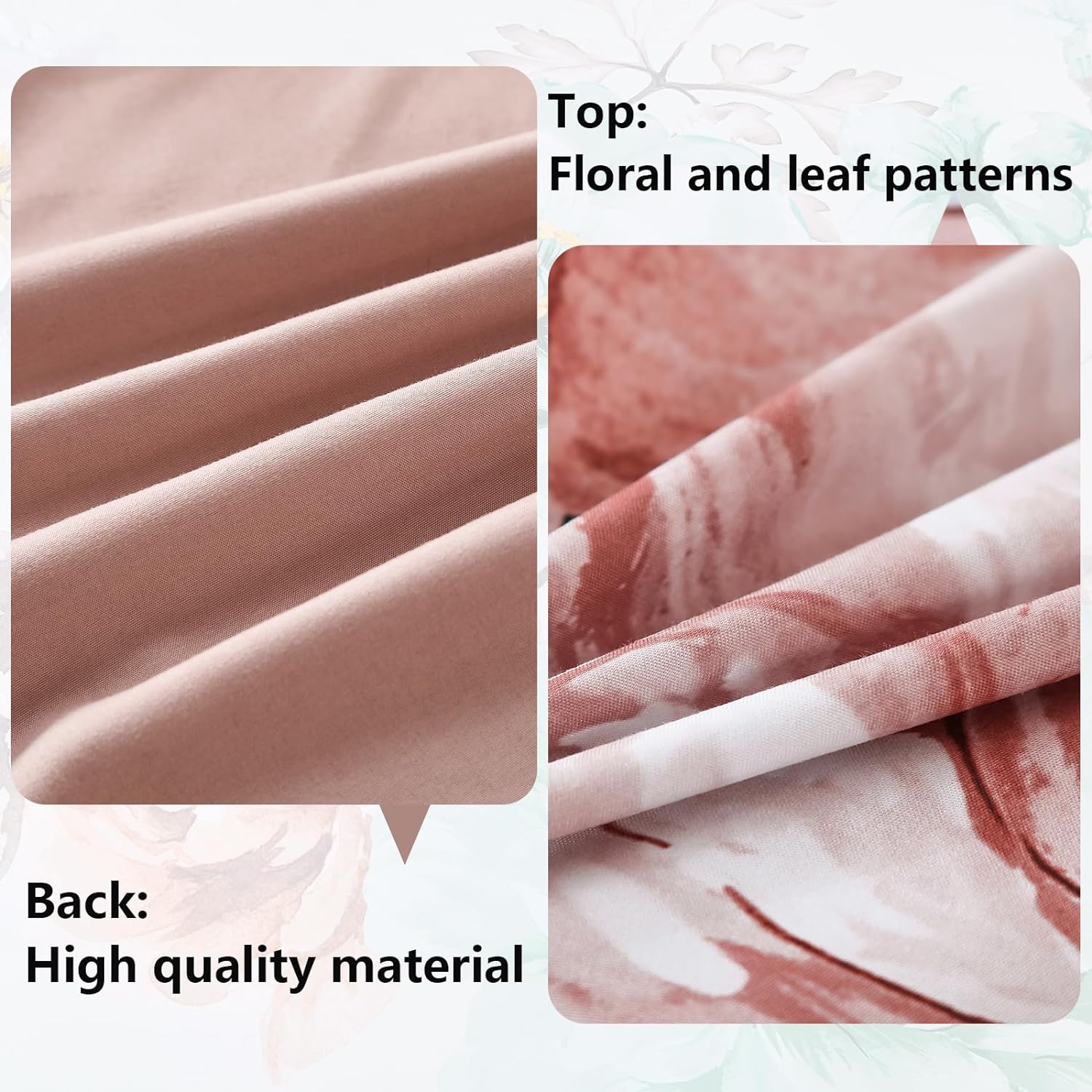 Floral Bed in a Bag Set - 7 Pcs Pink Floral Pattern Comforter Set