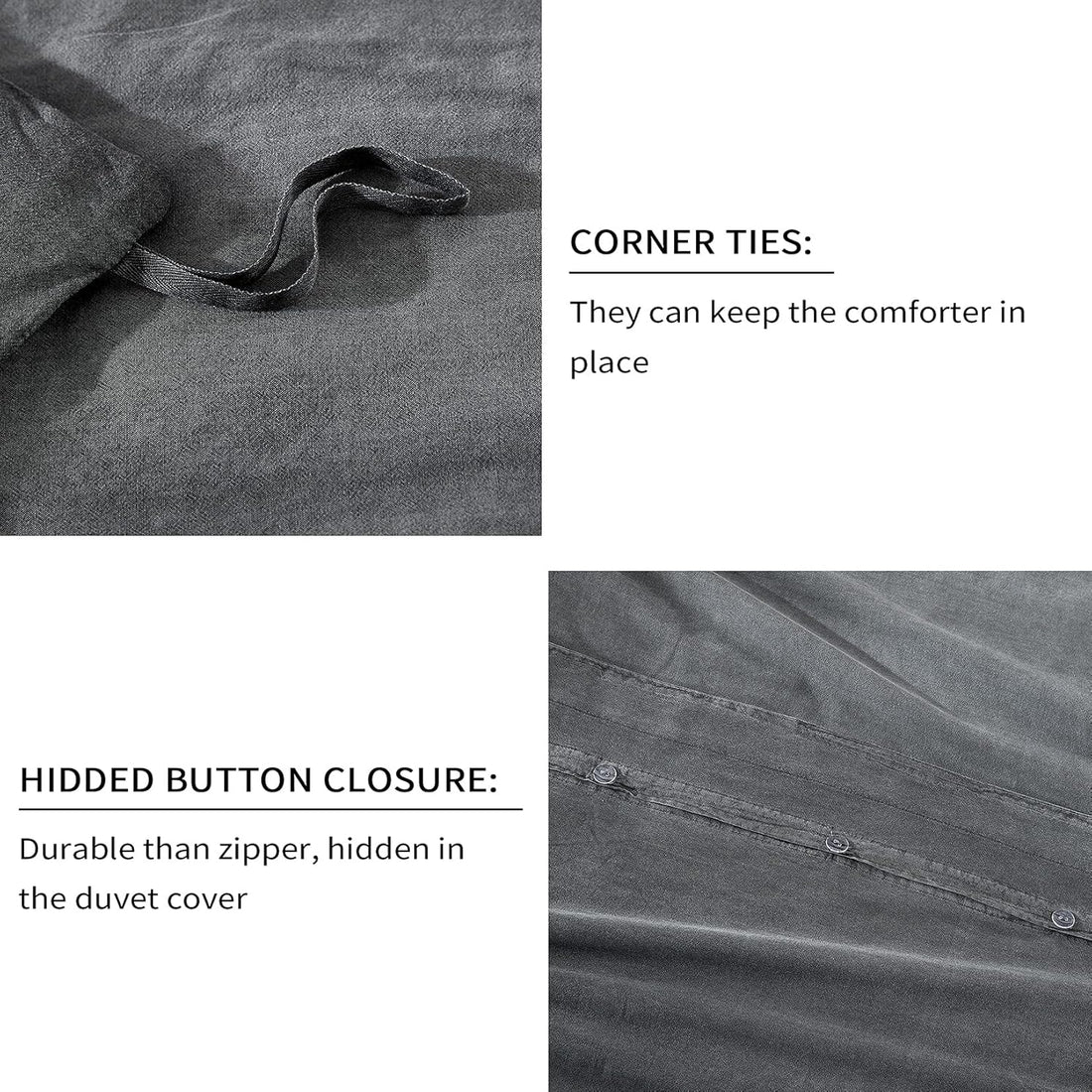 Ultra Soft Stone Washed Cotton Duvet Cover Set - 3 Pcs.