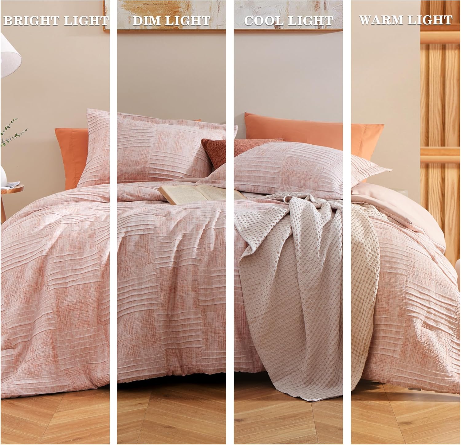 Dual-Tone Crinkle Bed in a Bag Set - 7 Pcs Textured Comforter Set