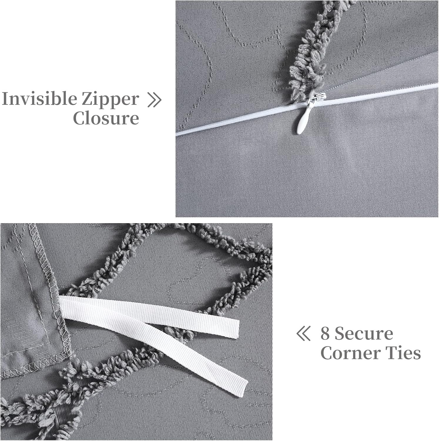 Juego de funda nórdica con bordado floral, 3 piezas, ramas con mechones elegantes