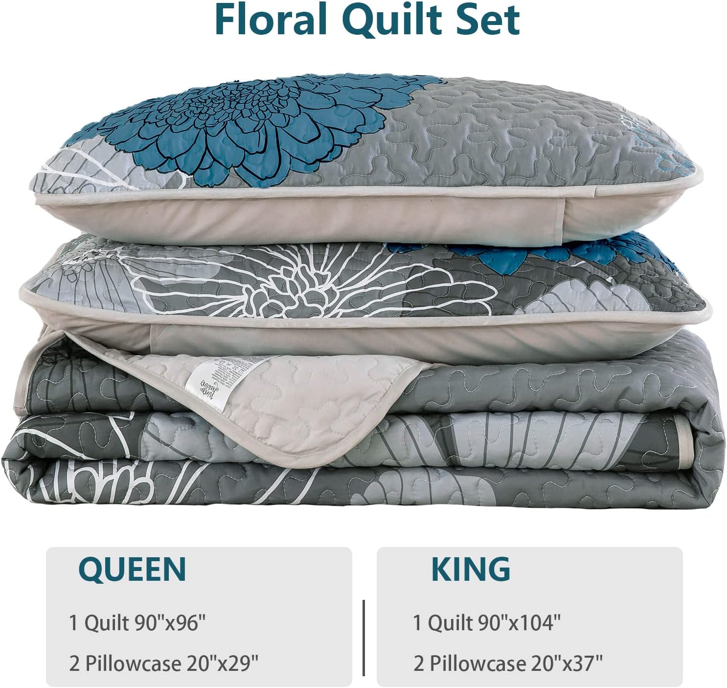 Lightweight Floral Boho Quilt Set - 3 Pcs All Season Bedspread