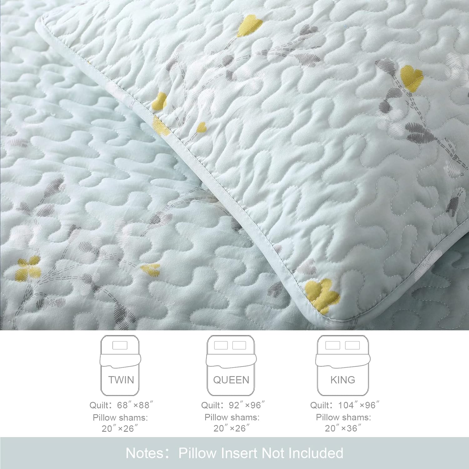 Reversible Floral All Season Quilt Set - 3 Piece Soft Lightweight Bedspread