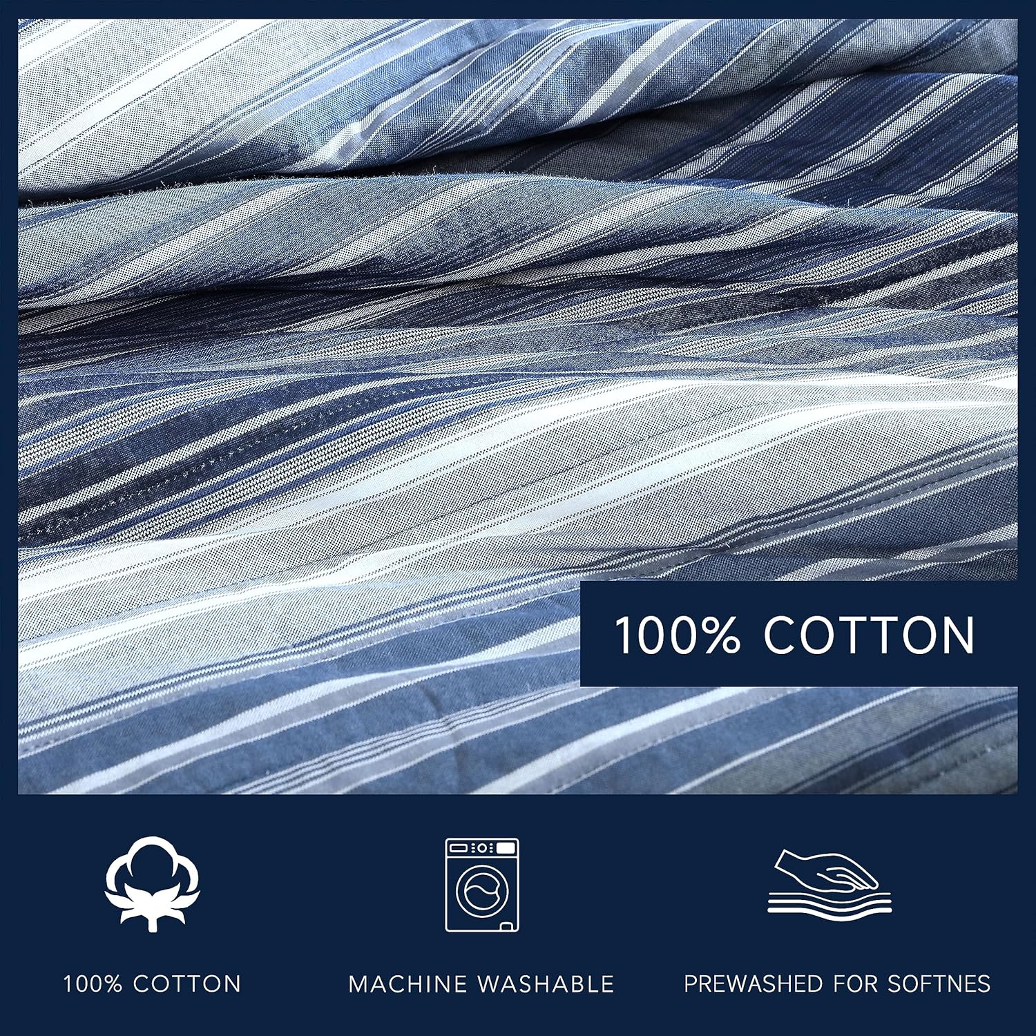 Juego de edredón reversible de mezcla de algodón para todas las estaciones: juego de cama de 3 piezas con fundas a juego