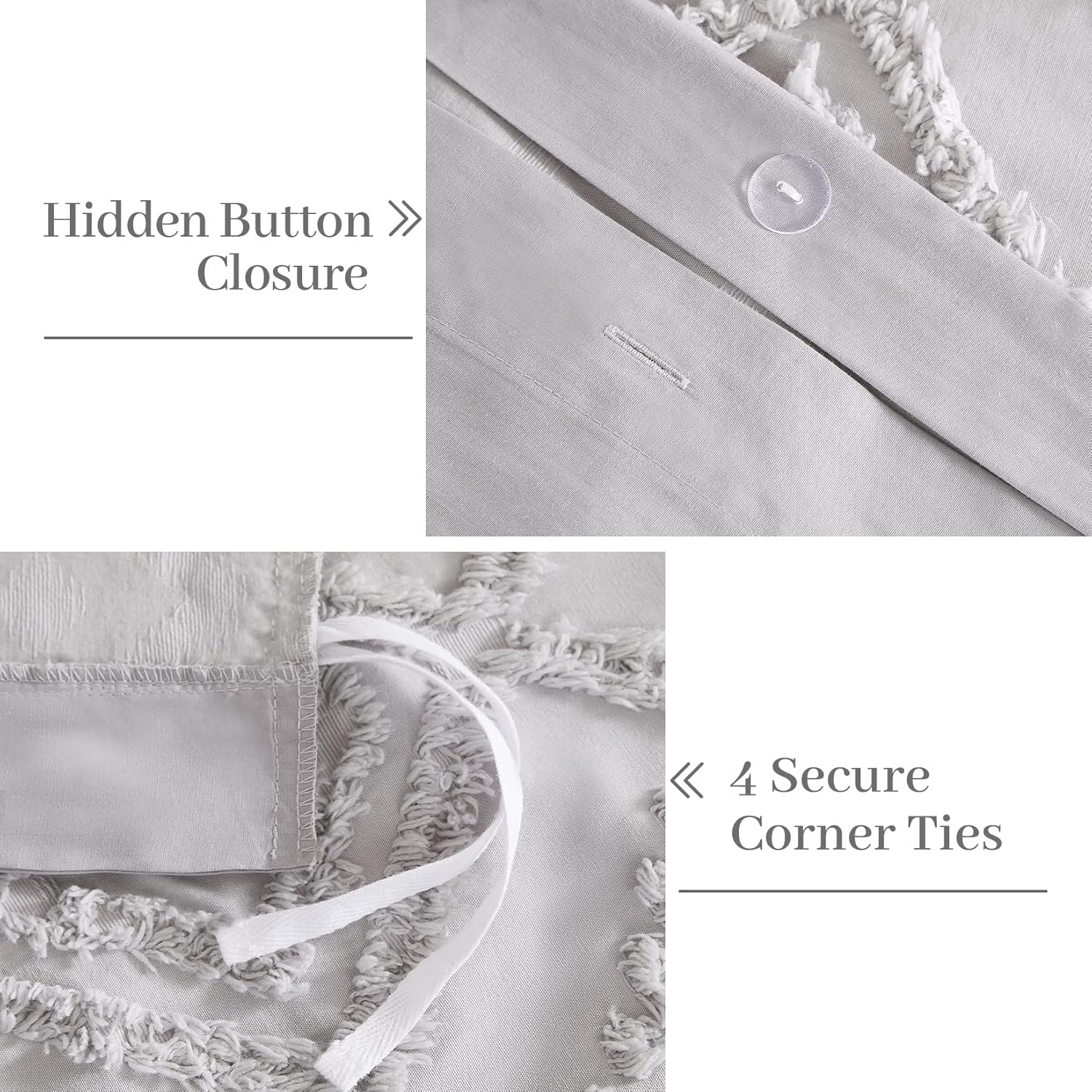 Juego de funda nórdica de algodón jacquard, 3 piezas, diseño geométrico de chenilla boho