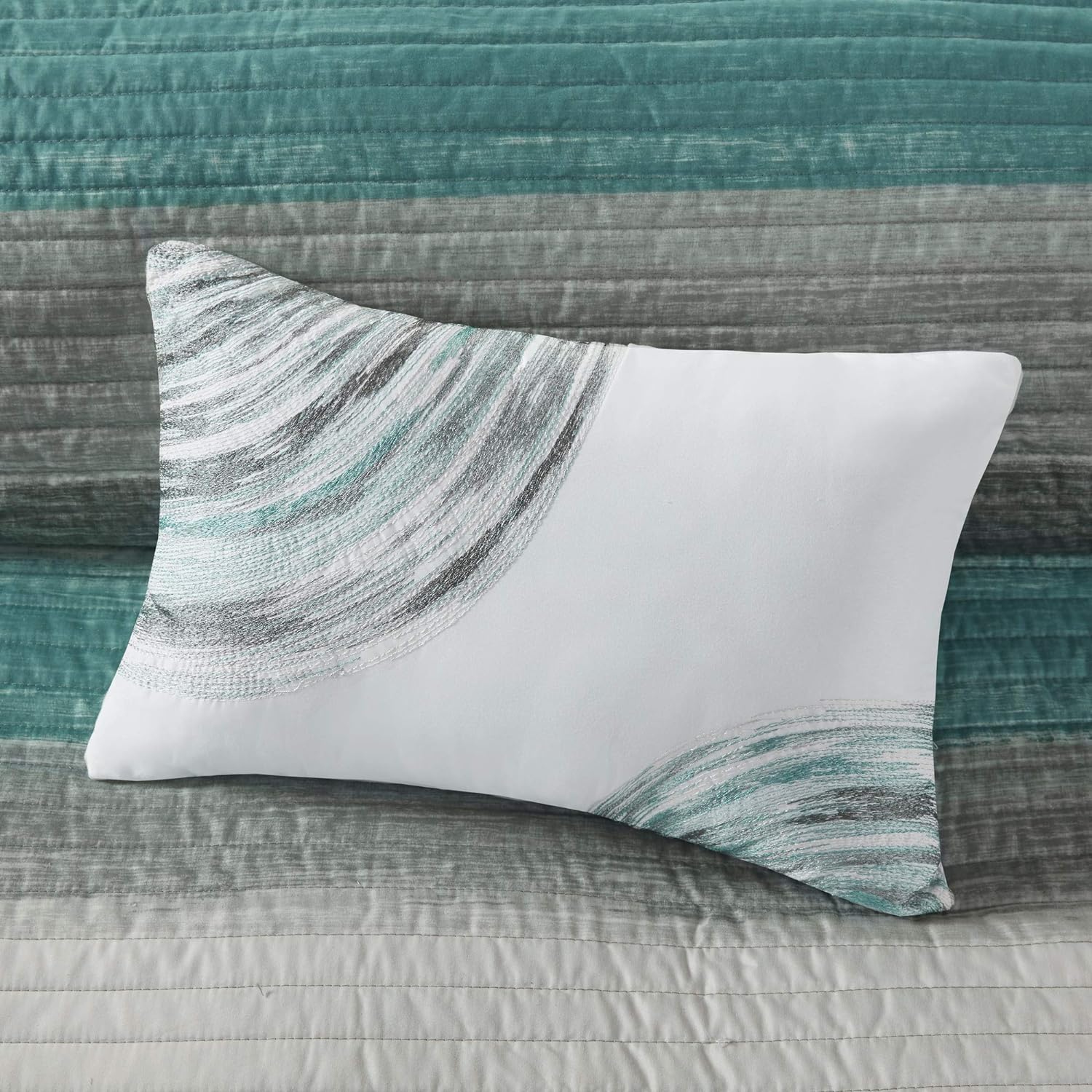 Reversible Striped Quilted Bed in A Bag Set - 8 Pcs. with Sheet Set, Decorative Pillow