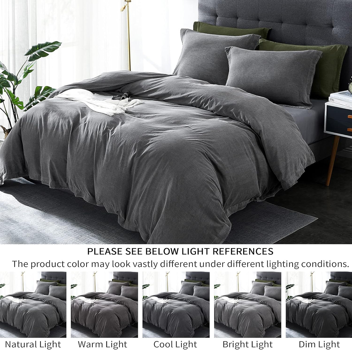 Ultra Soft Stone Washed Cotton Duvet Cover Set - 3 Pcs.