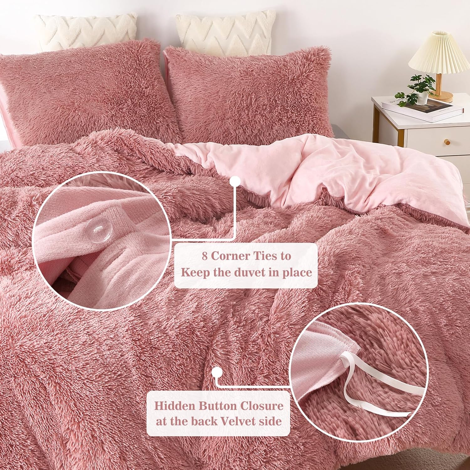 Fluffy Duvet Cover Set - 3 Pcs. Luxury Soft Faux Fur