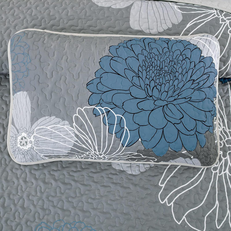 Juego de edredón bohemio con estampado floral ligero: cubrecama de 3 piezas para todas las estaciones