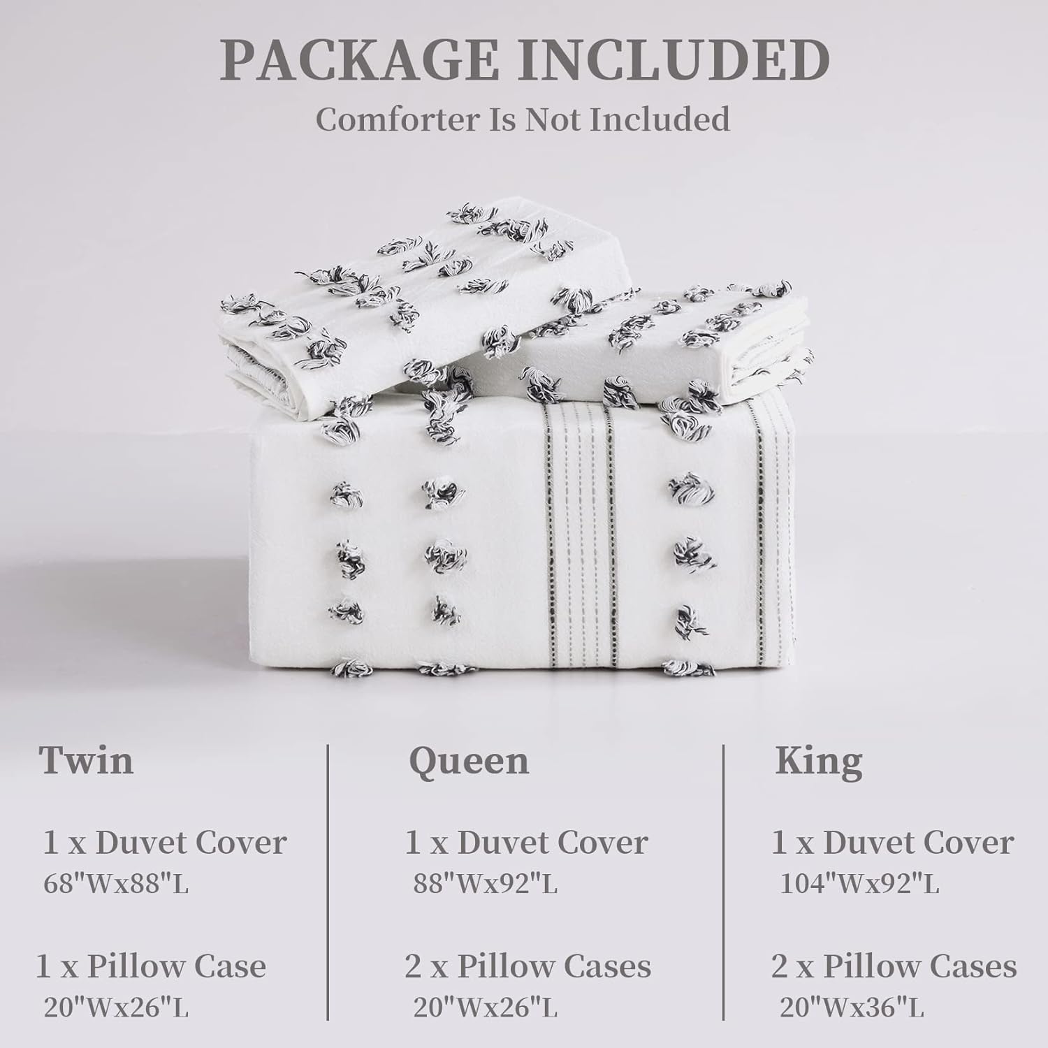 Funda nórdica texturizada con lunares con mechones - 3 piezas - Jacquard de algodón teñido en hilo