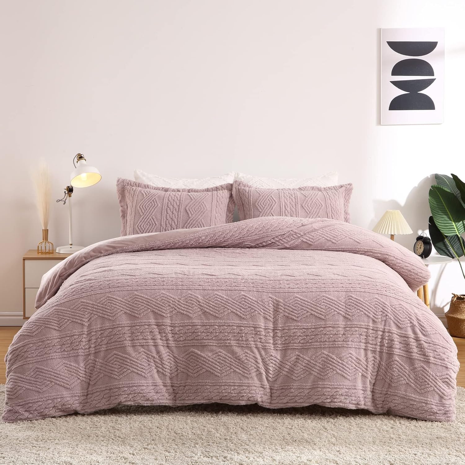 Fluffy Tufted Faux Fur Duvet Cover Set - 3 Pcs. Shaggy Fuzzy Sherpa