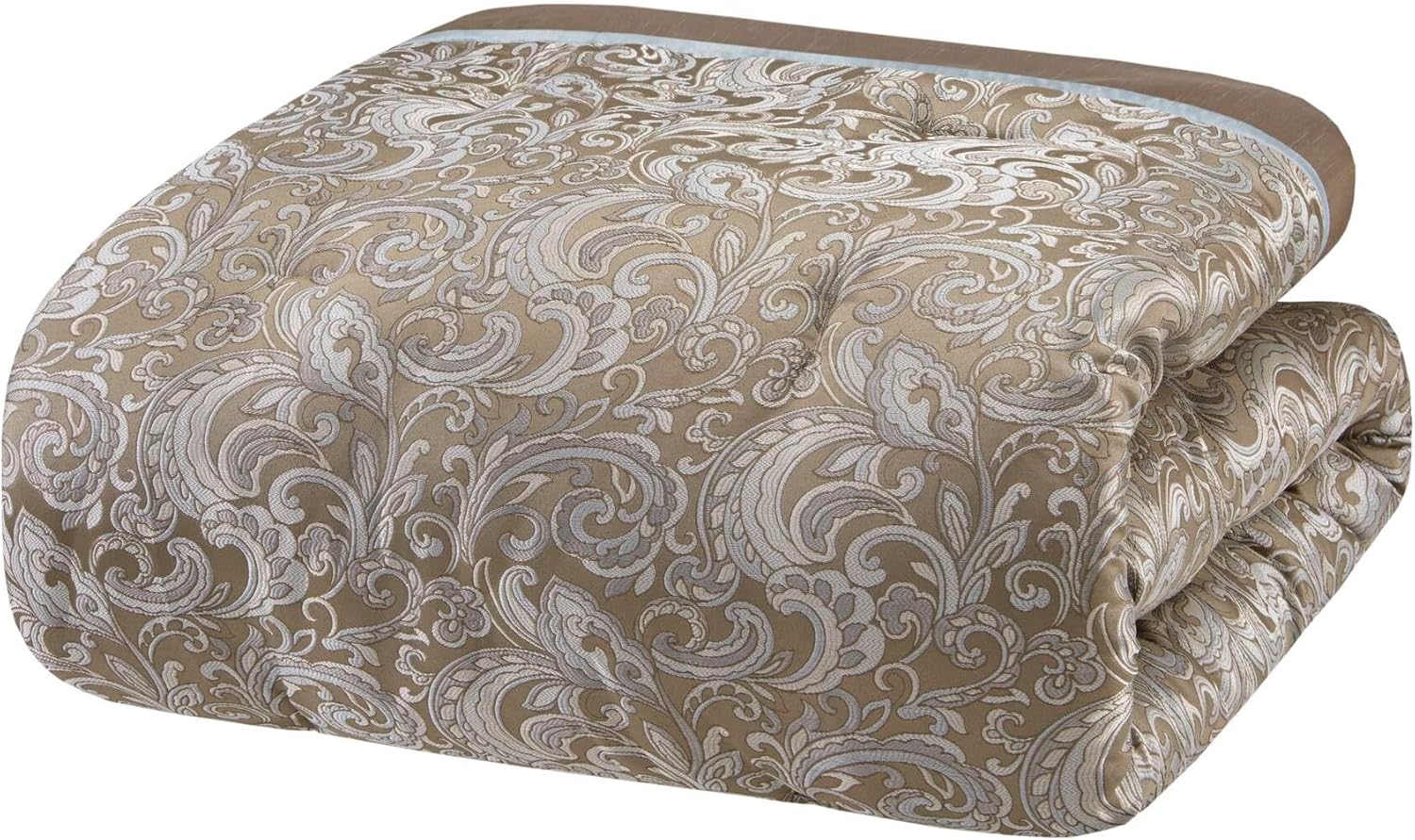 Luxe Faux Silk Jacquard Paisley Room in a Bag - 24 Pcs. with Matching Curtains, Decorative Pillows