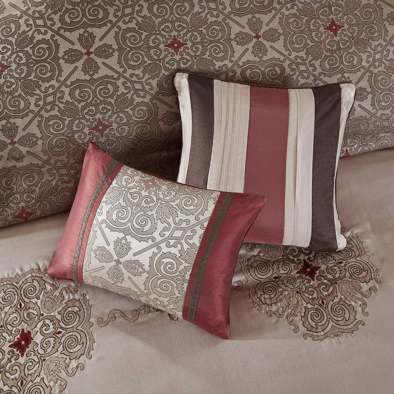 Conjunto de lujo: elegante conjunto de habitación en bolsa de satén, 24 piezas con cortinas y almohadas decorativas a juego 