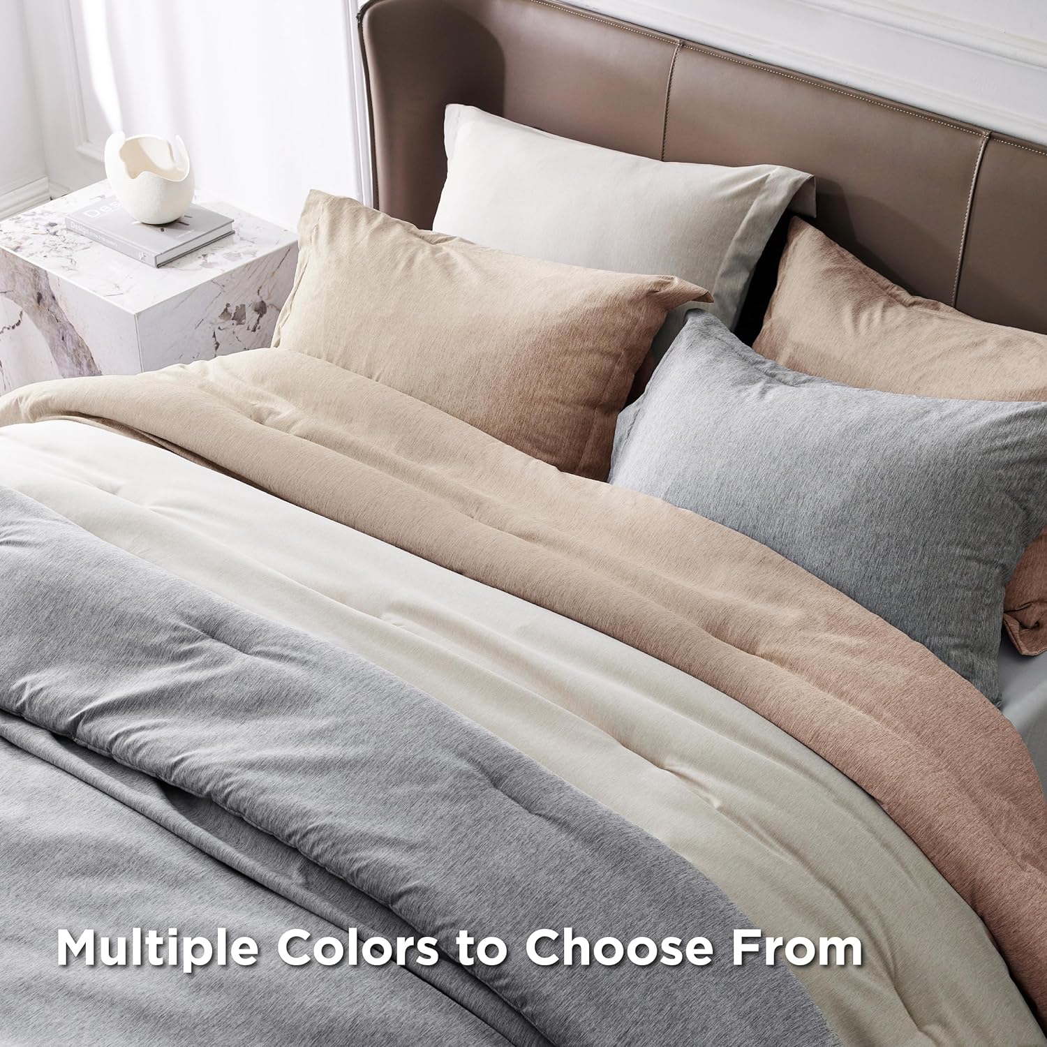Grey Comforter Queen Size, Soft Bedding for All Seasons, Cationic Dyed Bedding Set, 3 Pieces, 1 Comforter (90"x90") and 2 Pillow Shams (20"x26"+2")