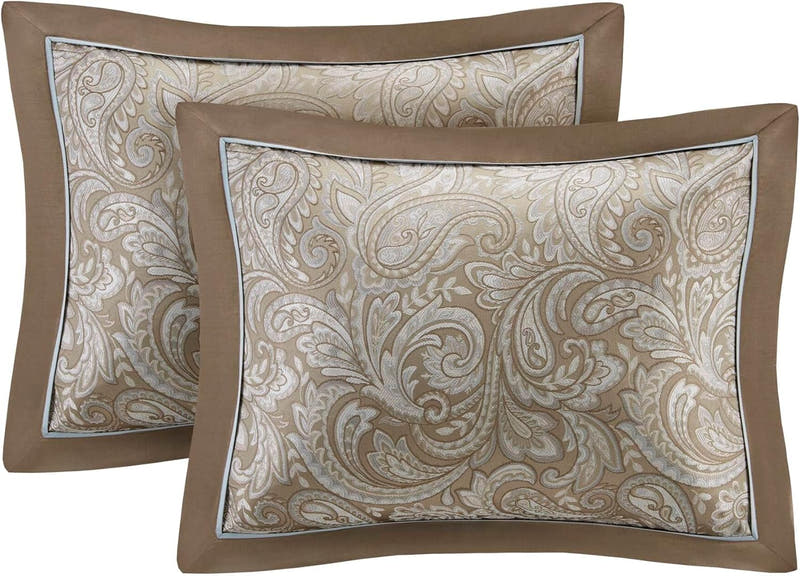 Luxe Faux Silk Jacquard Paisley Room in a Bag - 24 Pcs. with Matching Curtains, Decorative Pillows
