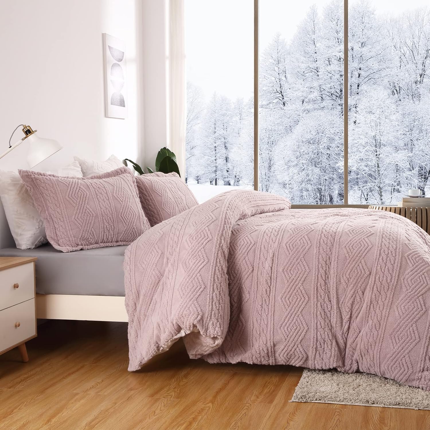 Fluffy Tufted Faux Fur Duvet Cover Set - 3 Pcs. Shaggy Fuzzy Sherpa