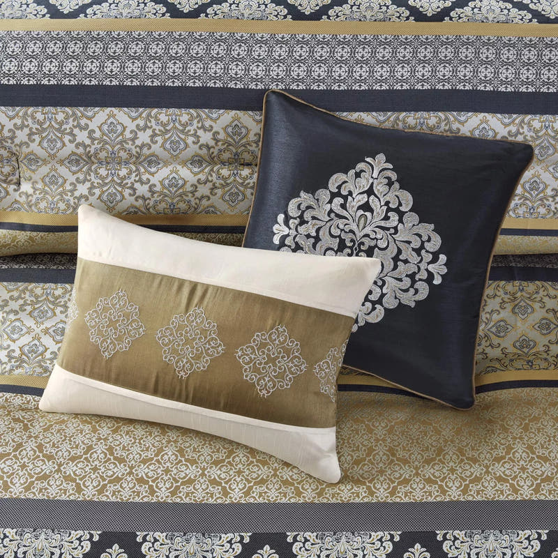 Conjunto de lujo: elegante conjunto de habitación en bolsa de satén, 24 piezas con cortinas y almohadas decorativas a juego 
