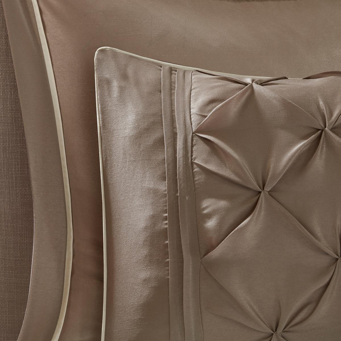 Luxe Faux Silk Tufted Diamond Room in a Bag Set - 24 Pcs. with Matching Curtains, Decorative Pillows